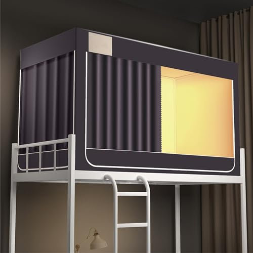 Sichtschutz-Zelt für Doppelstockbett, atmungsaktiv und winddicht, Baldachin mit Bettrahmen, staubdichter Bettvorhang für Hochbett, Dunkelgrau, 190 x 78 x 109 cm (L x B x H)
