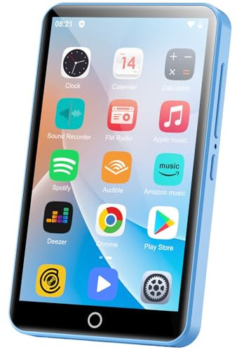 Lettore MP3 con Bluetooth e WiFi, Oilsky 80GB Mp3 Mp4 Musicale Lettore, Lettore Schermo Tattile da 4 pollici 1080P, MP3 Android Spotify Portatile (Blu)