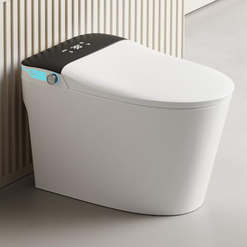 YMXEURSC Toilettes intelligentes, Toilettes intelligentes avec Bidet intégrée, Opération de Coup de Pied, Toilette en Une pièce avec siège de Bidet chauffé (Black)