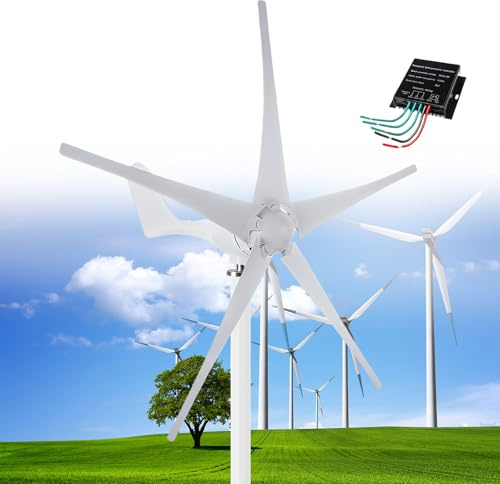 Turbina eólica, 12000 W CC 12 V/24 V/48 V, generador con kit de 5 aspas, turbina eólica con controlador híbrido solar y eólico, generador de molino de viento para complementar la energía del hogar, bl