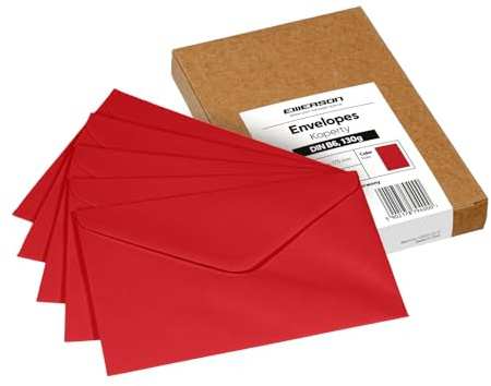 Emerson Briefumschläge bunte postkarten blanko DIN B6 (25 Stück) Kuvert, blanko karten zum selbstgestalten, Grußkarten ohne Fenster, Grußkarten, Hochzeitseinladungskarten- 130g 125x175 mm - Rot