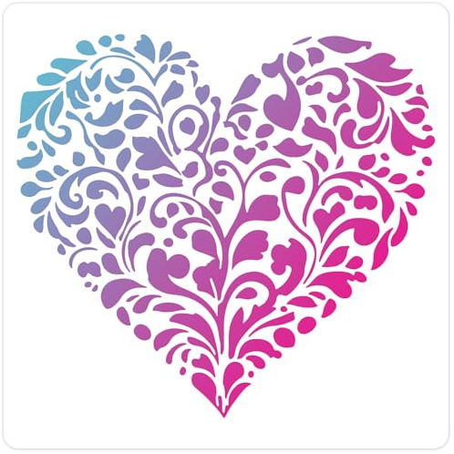 GORGECRAFT Herz Vorlagen Schablonen 30 x 30cm PET Wiederverwendbar Ausgehöhlt Valentinstags Liebesherzen Dekoration Mal Und Zeichenschablone Zum Bemalen von Holz Wänden Stoffen Leinwand Möbeln DIY Kun