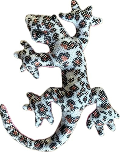 LK Trend & Style Sanddjur Gecko dekorativ figur, 19 cm, strukturerad yta med skimrande effekt, handsmickrare för skrivbord (prickad Gecko)
