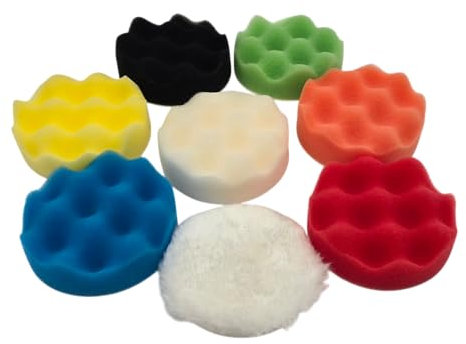 HERO Polierschwamm Set 8 Stück Auto Polierpads Schleifpad 80mm Polieraufsatz Winkelschleifer Akkuschrauber Politur Polierfell Polierset Polierscheibe für Bohrmaschine Polieren Schleifen Wachsen KFZ