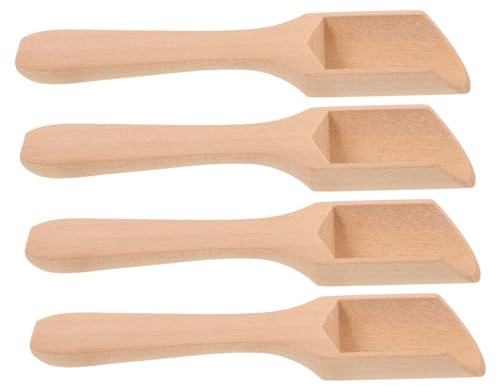 OATIPHO 4 Pièces Cuillères Bois Petite Pelle Épices Multifonctionnelle pour Café Lait et Ustensiles de Cuisine Compacts et Pratiques