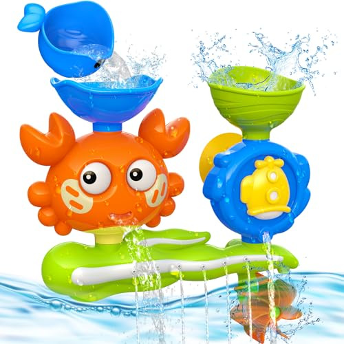 Wootoyz Badewannenspielzeug ab 1 2 3 Jahre, Krabbe Badezimmerspielzeug Kinderspielzeug ab 1-3 Jahre Geschenk Mädchen Junge Badespielzeug Baby ab 6-18 Monate Wasserspielzeug Kinder ab 1-3 Jahre