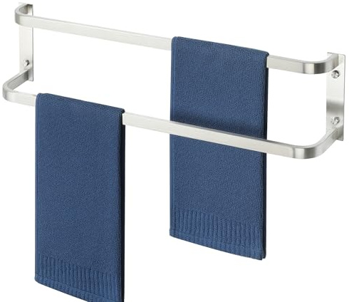 Alise Double Towel Bars for Bathroom,24 in Towel Holder Towel Racks for Bathroom Wall Mount,SUS304 Stainless Steel Double Towel Rail Towel Hanger for Walls,Brushed Nickel