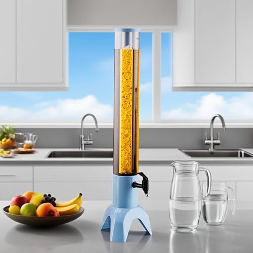 Bierzapfanlage, hoher Turmständer mit Skalenlinien, beleuchteter Getränkekühler hält frisch und kalt, Bier-Giraffe-Zapfanlage für Restaurant/Pub/Picknick/Party/Zuhause (blau, 3 l)