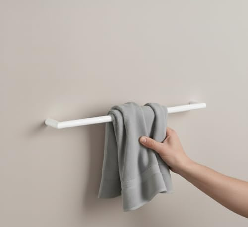 Porta Asciugamani da Muro ZENO 40 cm in Acciaio Bianco Opaco – Design Minimalista e Moderno per Bagno – Barra Porta Salviette Made in Italy