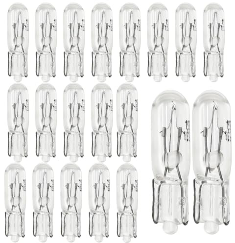 Stalora 20 pcs T5 12v 1.2w Led Ampoules Pour Voiture, Tableau de Bord et Compteur, LumièRe Blanche IntéRieure, Indicateur, Plafonnier, MatéRiau Quartz Verre Durable, pour Voiture Moto Camion