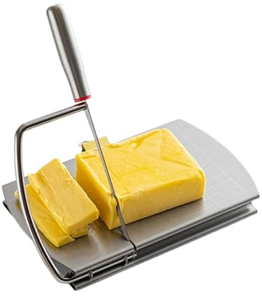 Irishom Cortador de queso de acero inoxidable con Cuchillas, Escala de Tamaño Preciso, Cortador de Queso, Cortador de Mantequilla para Cortar Queso, Jamón, Herramienta de Cocina Multiusos