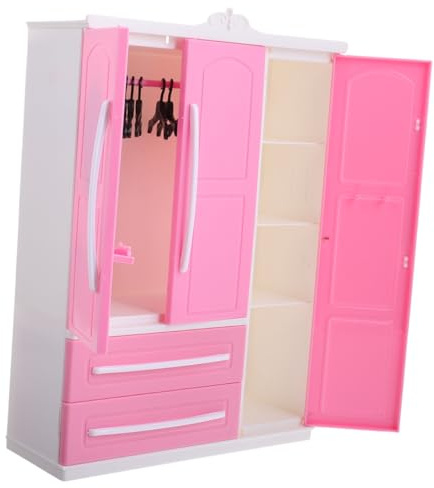 Hohopeti Armadio per Bambole Guardaroba di Miniatura Mobili per Casa delle Bambole Grucce per Vestiti Giocattolo Organizer per Vestiti Scaffale di Stoccaggio Accessorio di Colore Casuale