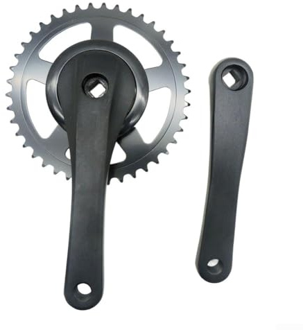 Juego de manivela plegable de aleación de aluminio 42/38T 170 mm, soporte inferior cónico cuadrado, brazos de manivela de aluminio para bicicletas eléctricas y bicicletas ligeras (negro 42T)