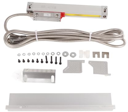 Lathe Linear Scale Digital Readout Encoder for Industrial Machining, TTL Signal with 1μm Resolution, DC 5V Voltage, Stainless Steel Metal Hose and DB9 Plug - 100 (100)