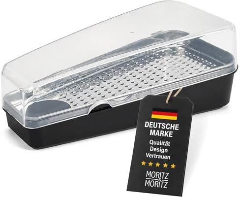 Moritz & Moritz parmesanrivare med färsk låda – rivjärn och förvaringslåda i en – diskmaskinssäker – för parmesan och hård ost – 18,1 x 9 x 6,8 cm