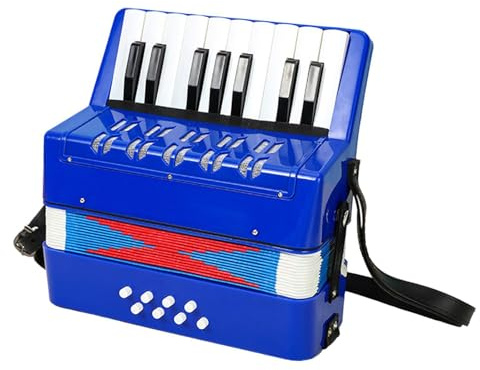 QLECXZI EIN musikalisches Abenteuer erwartet Sie mit dem 17 Tasten Akkordeon! Fördert die Kreativität von Kindern und REGT zum Spielen und Musizieren an. , Blau , 23 x 10 x 23 cm
