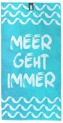 jilda-tex Strandtuch 90x180 cm Badetuch Strandlaken Handtuch 100% Baumwolle Velours Frottier Pflegeleicht (Meer geht Immer)