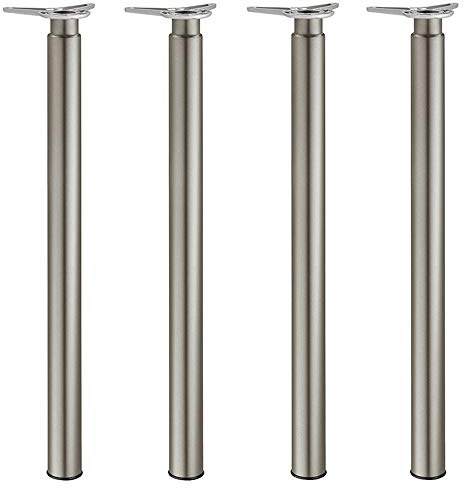 Gedotec RAL 9006 Pied de meuble réglable en hauteur + 180 mm en métal Modèle H1730 Pied réglable Hauteur 700 mm Diamètre du tube 60 mm Matériel de fixation inclus Argenté