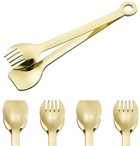 MSY BIGSUNNY Set mit 4 vergoldeten kleinen Servierzangen – Mini-Vorspeisenzangen aus Edelstahl, 15,2 cm, goldfarben