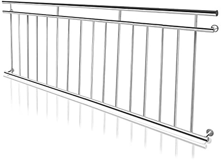 HENGMEI Französischer Balkon Edelstahl Treppengeländer Geländer Fenstergitter Brüstungsgeländer (225 * 90cm)
