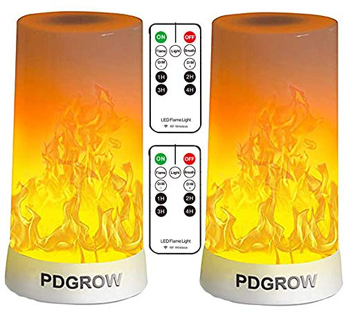 PDGROW LED Flame Lights with Remote Timer, Flame Lamp 4 Modes USB Rechargeable Fire Lights Indoor Campfire Outdoor Decorative Lantern Hanging Lamps Fireplace Romantic Light for Home Party Camping Bar
