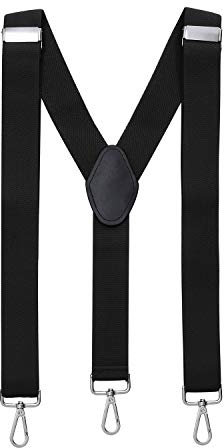 MASADA Bretelles pour hommes Mousqueton robustes 3,5 cm de large jusqu'à 195 cm de hauteur - Noir