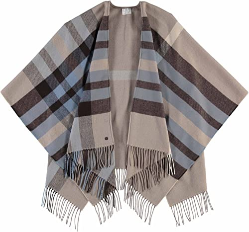 FRAAS Poncho 130 x 150 cm - Made In Germany - Ruana kariert Aus Reinem Polyacryl - Für Damen - Perfekt für Herbst und Winter