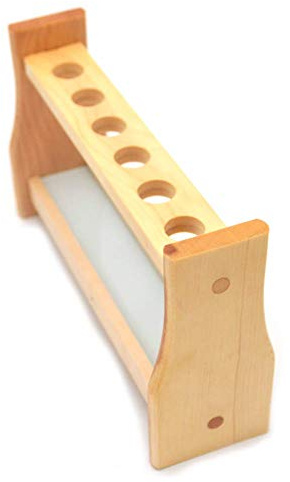 feedal Reagenzglas-Halter aus Holz, 21 mm Loch, Holzhalter, Chemie, Gewürzregal, Reagenzgläser, Labor (25 ml, 6 Schlitze)