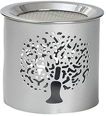 NKlaus Encensoir Fer Argent Mat Hauteur : 6cm Mode de Fonctionnement Bougie à Chauffe-Plat avec Tamis pour encens 10904