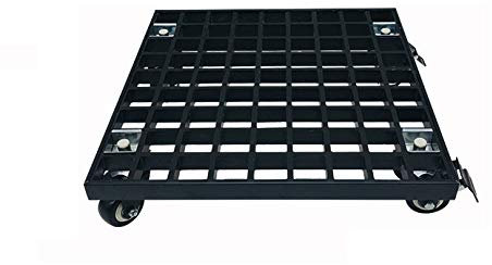 Pflanzenroller Outdoor mit Bremse, Blumenroller Eckig Außenbereich und Innenbereich, Pflanzenroller GFRP mit Softrollen für Parkett,Schwarz,16cm