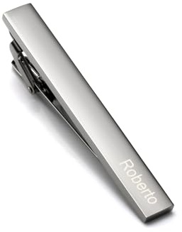 AllerPierce Personalisiert Krawattenklammer mit Gravur Edelstahl Krawattennadel Klassisch Skinny Business Clips für Papa Männer Herren 7mm*60mm