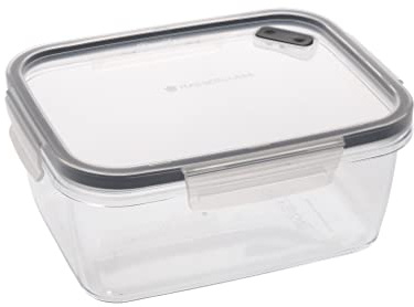 MasterClass Eco-Snap 800ml Recycled Food Container, Rectangular Plastic Food Storage Box, Leak-Proof Lunch Boxes, Ideal for Lunches and Meal Prep, Dishwasher Safe | Leak-proof seal prevents spills, ideal for meal prep and lunches; dishwasher-safe construction ensures quick cleanup.