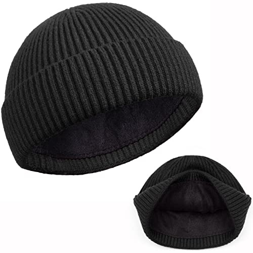 ROYBENS 1pcs Thick Short Fisherman Beanie Knit & Fleece Winter Warm Hat with Men Women
