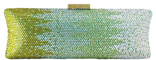 Boutique De FGG Strass Abendtaschen und Clutches Kristall-Clutch Handtasche Damen Partei Hochzeit Handtasche Braut-Clutch-Tasche, Mini, Farbverlauf Grün