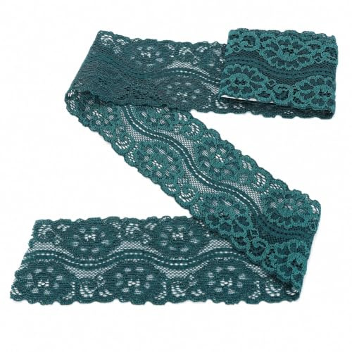 Elastische Stickerei-Spitzenborte, Dunkelgrün, 10 Yards, Spitzenborte, Stoff, besticktes Band, 5 cm breites, dehnbares, elastisches Spitzen-Blumenband für Bekleidungs- und Heimwerkerbedarf