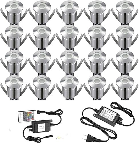 SUBOSI 20er RGB Led Einbaustrahler aussen 0.5W Ø22mm IP67 DC12V Treppen Bodeneinbauleuchten Aussen Wasserdicht Einbaustrahler Terrasse Hochwertiger Edelstahl