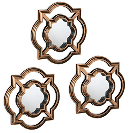 Relaxdays Spiegel 3er Set, Zierspiegel Vintage, HxB: 25,5 x 25,5 cm, Wohnzimmer, Schlafzimmer, Dekospiegel, Gold-schwarz | HxB: 25,5 x 25,5 cm, Wohnzimmer, Schlafzimmer, Dekospiegel