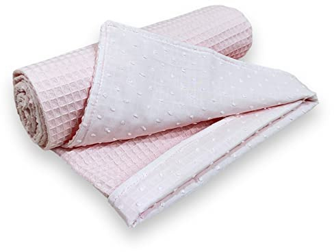 Manta para bebé de Algodón, Colcha de verano para cuna, minicuna, carrito etc, Arrullo para verano (Rosa)