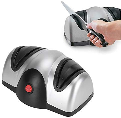 Afilador de cuchillos eléctrico, afilador de 2 etapas por affilare y herramientas de pulido, diseño de ventosa inferior, placa guía incorporada para afilar cuchillos de filo recto (220V EU)