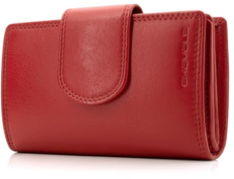 ekavale Geldbörse aus echtem Leder für Damen, Frauen Geldbeutel, Portemonnaie RFID (Rot)