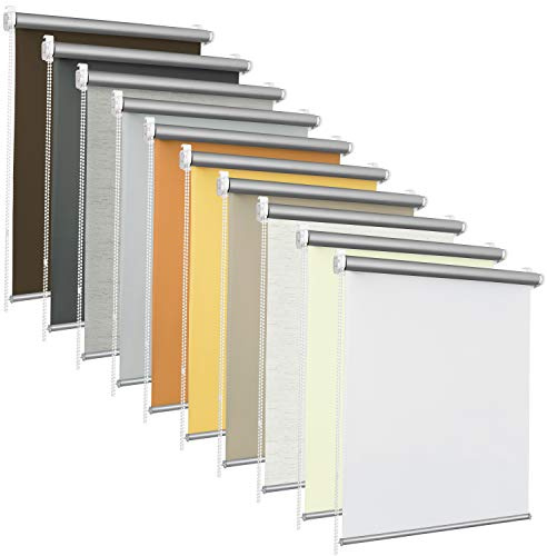 ROLLMAXXX Verdunkelungsrollo ohne Bohren 130x125 cm Grau | Thermorollo Klemmfix für Fenster & Balkontüren, Fensterrollo mit Kettenzug, Lichtundurchlässig & Isolierend