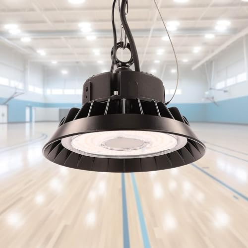 LED High Bay Hallenstrahler 100W mit PREMIUM-Marken-Treiber dimmbar (1-10V) neutralweiß 4000K 15.000lm 150lm/W 120° IP65 Industrielampe Werkstattbeleuchtung Ø238xH122mm 5 Jahre Garantie