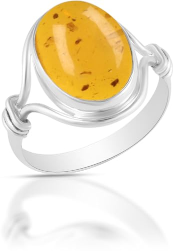 Solid 925 Sterling Silver Ring For Womens Amber Ring Sterling Silver Bohemian Ring Yellow Gemstone Ring