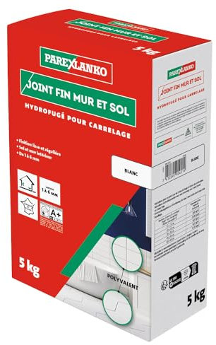 PAREXLANKO - Joint Souple tous Supports - Blanc - Joints de Carrelage de 2 à 12 mm Soumis à de Fortes Sollicitations - Neuf et Rénovation - Sol et Mur - Intérieur et Extérieur - 5 kg