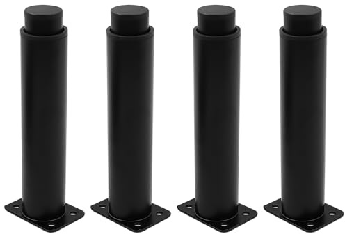 Tiardey 4 Pcs 18-30cm Furniture Legs, Adjustable Bed Support Leg, Furniture Feet Metal Table Legs Replacement for TV Cabinet, Sofa, Cupboard (Black)