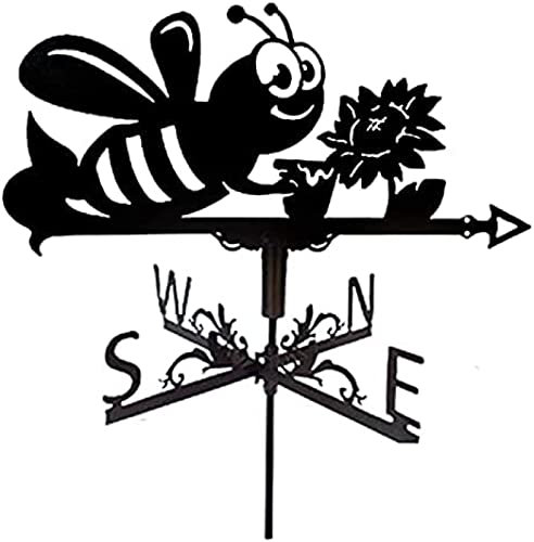 Girouette en métal avec Ornement de Cheval de Coq d'abeille Animale, girouette de Jardin sur Piquet Outil de Mesure Professionnel Support de Toit de Cour de Jardin Utilisation Facile,Abeille