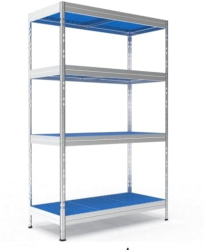 Steinbock Lebensmittelregal GN-1/1 | HxBxT 180 x 110 x 50 cm | Silber | 600 kg Tragkraft | Steckregal mit 4 Böden á 150 kg Fachlast | Gastroregal für indirekten Lebensmittelkontakt | Made in EU