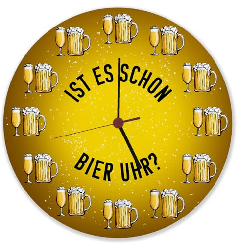 speecheese Ist es Schon Bier Uhr? Wanduhr aus Alu witzige Uhr für Bars Kneipen und WG's für Studenten die gerne Trinken als Geschenkidee für Bierliebhaber und Säufer