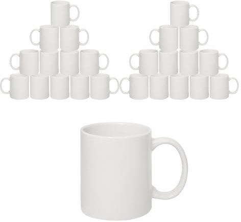 Sublimation Mugs with Boxes | Plain White Large Handle High Gloss Orca Coated, Ceramic Mug for Coffee & Tea | Ideal for Gifting & DIY Projects, Heat Press Printing Mugs 11oz (Pack of 24)