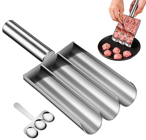 Machine à boulettes de viande, moule à boulettes de viande manuel en acier inoxydable – Machine à boulettes de viande à long manche de qualité alimentaire, moule à boulettes de viande portable pour pâ